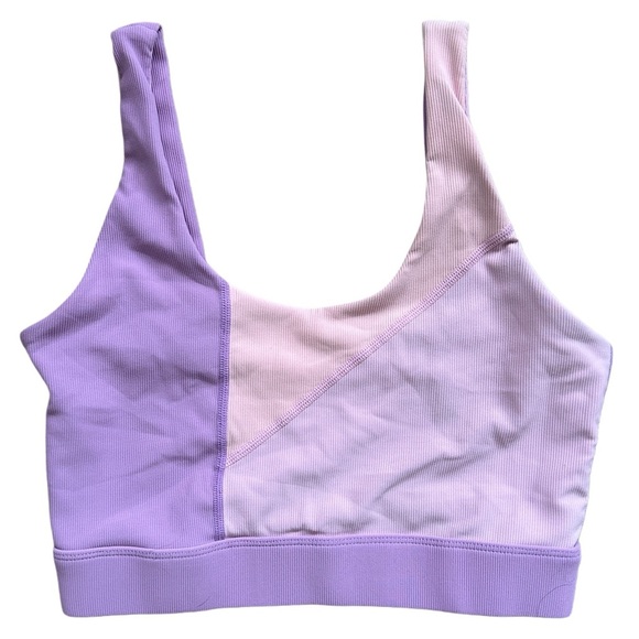 Wilo Australian Anthropologie Ribbed Color Block Lilac Top Size Small - Picture 1 of 4